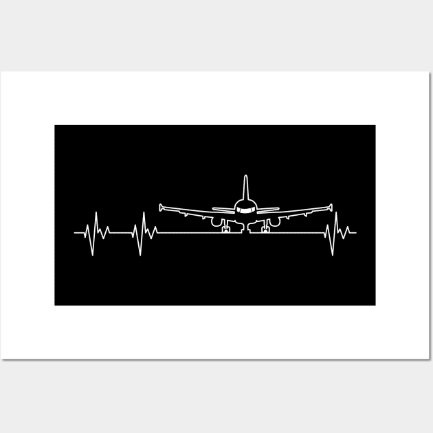 Airplane pilot heartbeat aviator flying Wall Art by captainmood